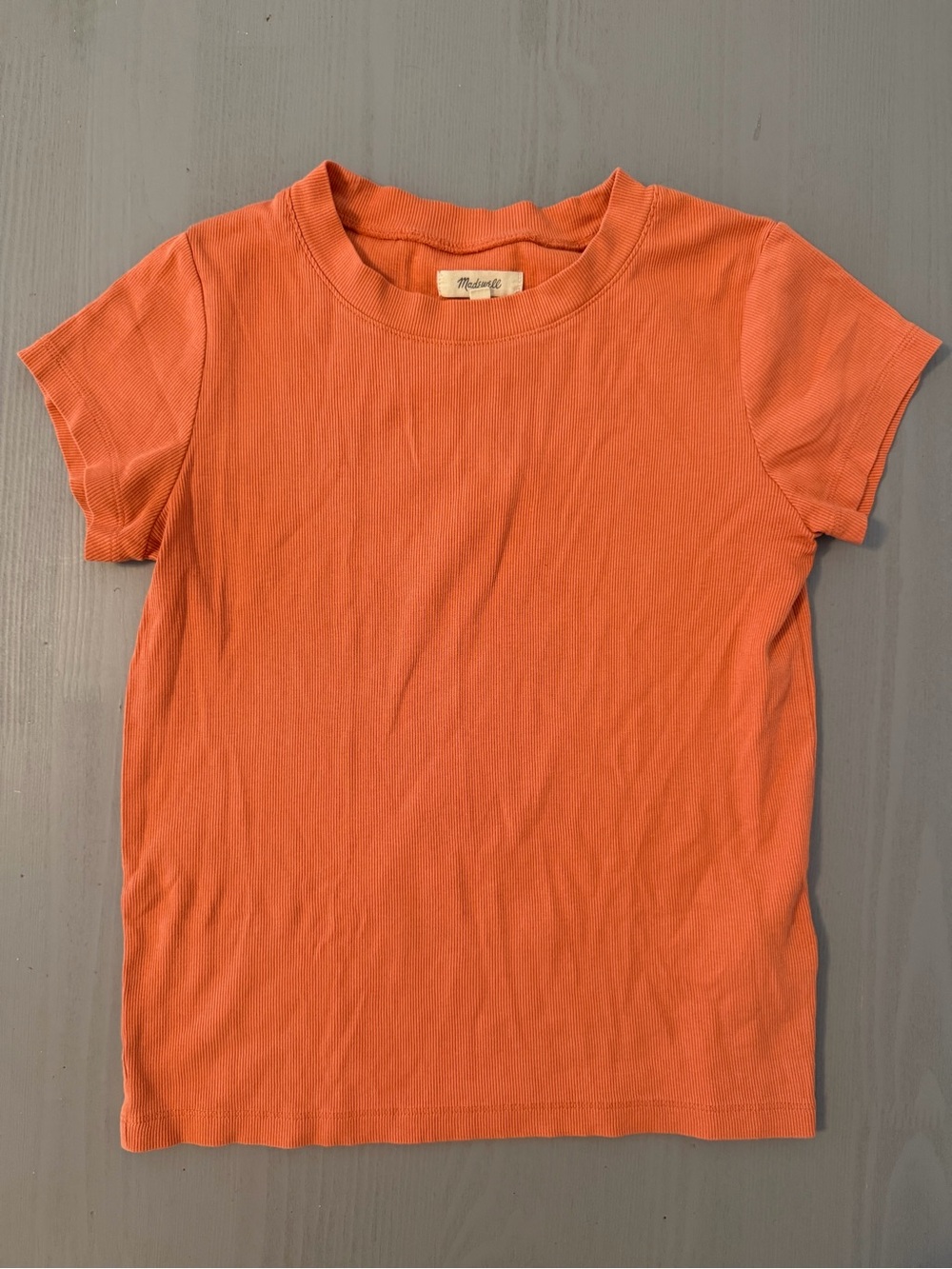 Madewell Orange Short Sleeve Ribbed Tee